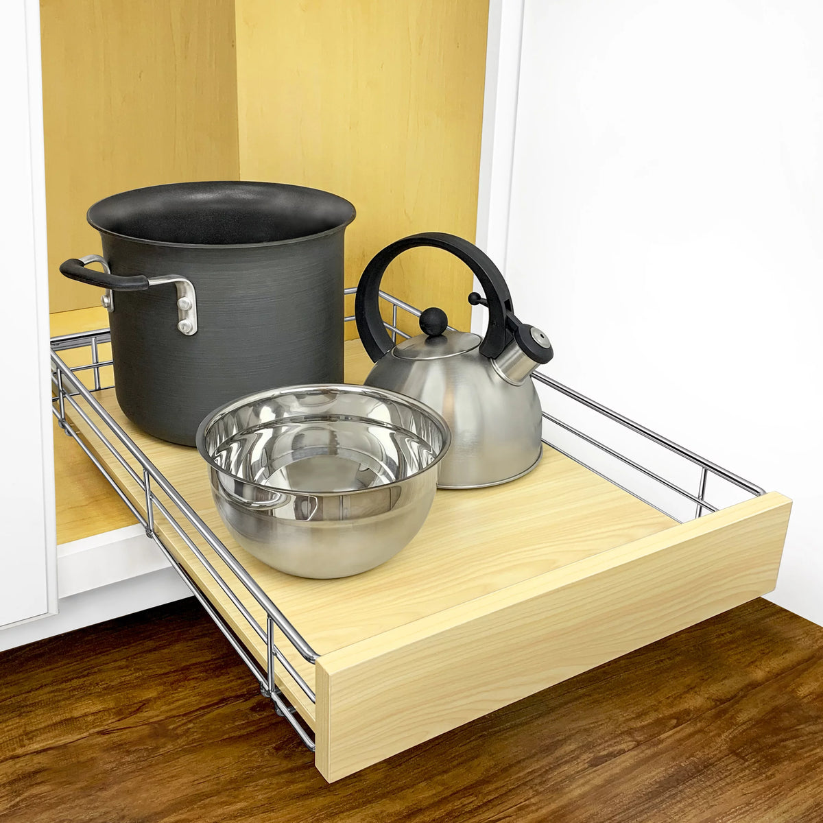 14"W x 21"D Chrome Pull Out Cabinet Organizer Q87982