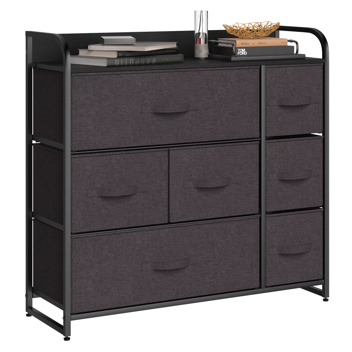 Light Gray 7 Drawer Fabric Dresser V87916