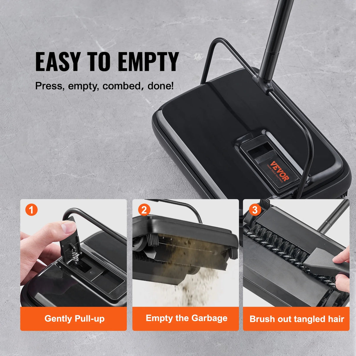 Carpet Sweeper Manual 7.87 in Non Electric Horsehair Black X649