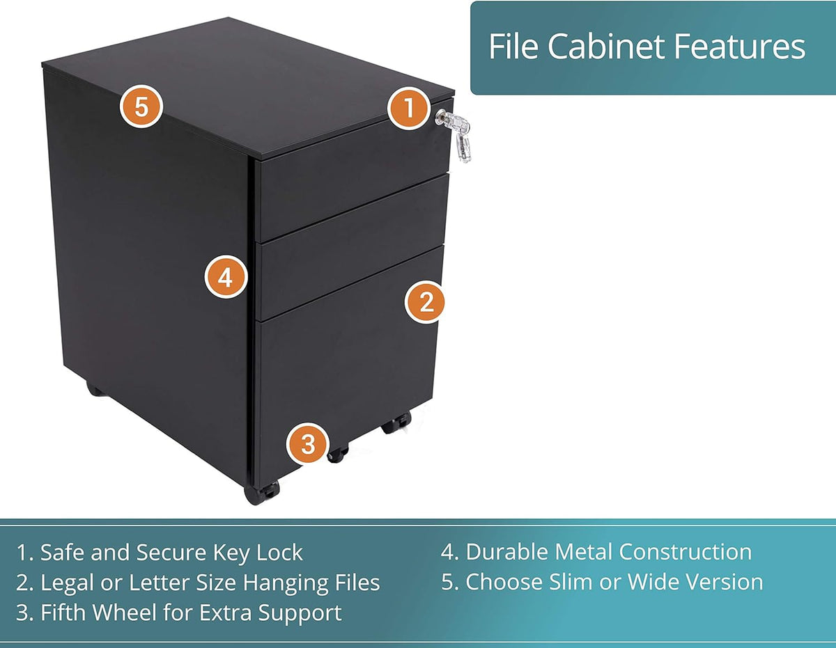3 Drawer Lockable Rolling File Cabinet G116