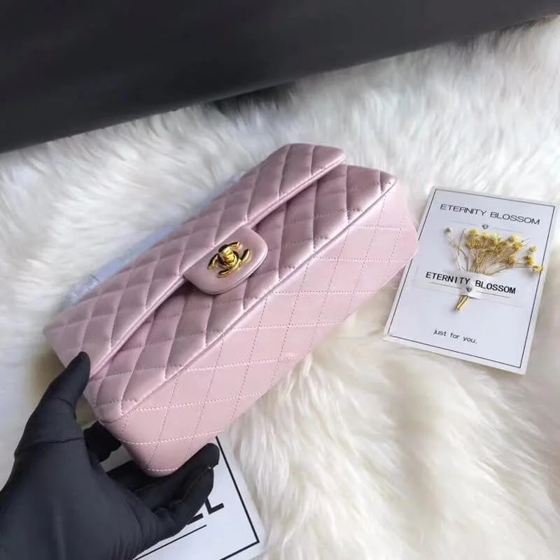 Pink Gold Medium Lambskin Leather Flap Bag S40169
