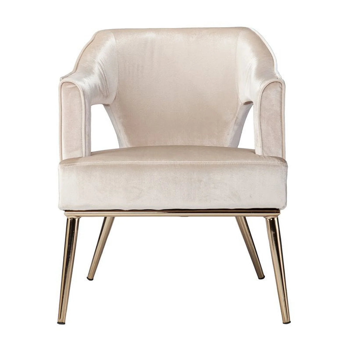 Velvet Upholstered Accent Arm Chair in Taupe D7603