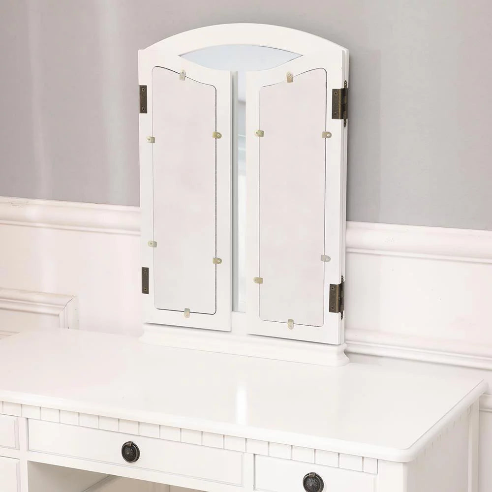 Tri-Folding Vanity Set with Cushioned Stool and 5 Storage Drawer Y802241