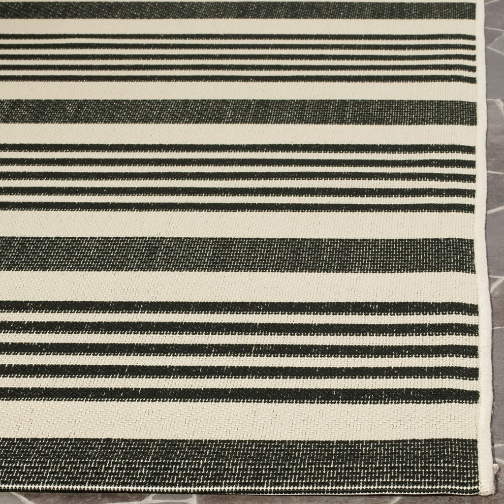 Black/Bone Striped Square Indoor/Outdoor Area Rug C41580
