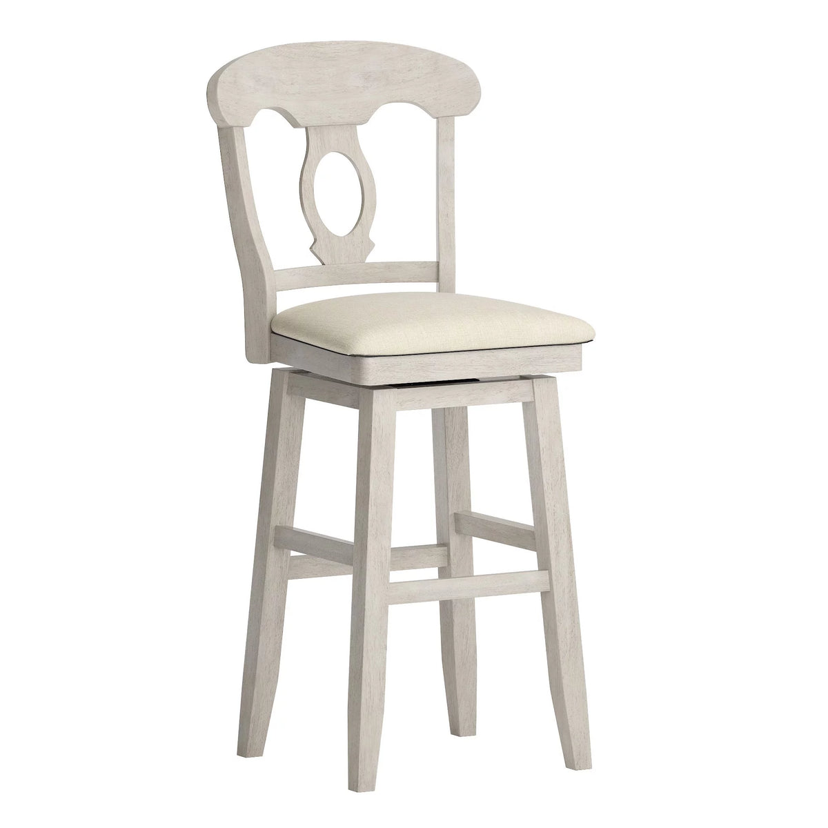 Antique White Wood Swivel Bar Height Stool Z644