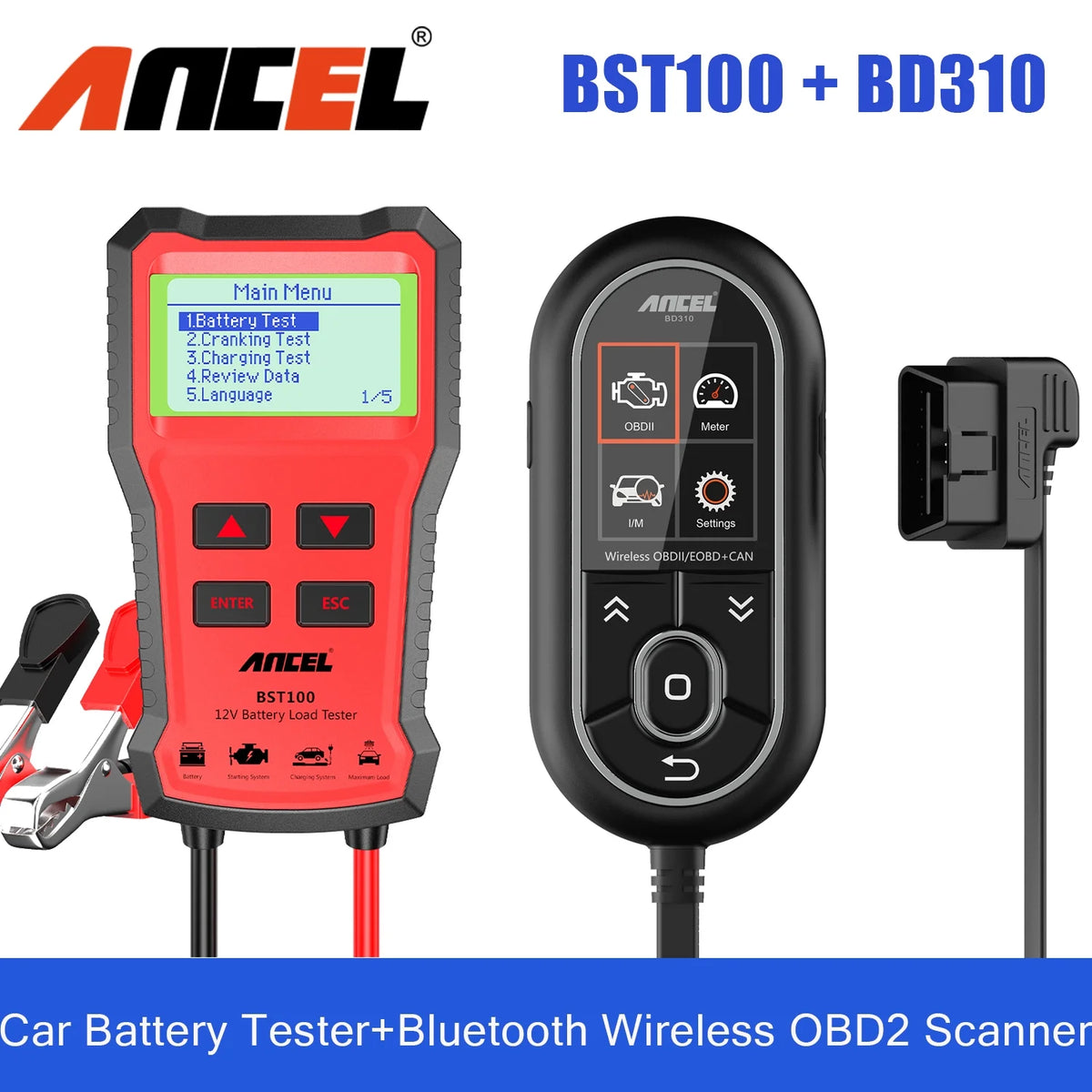 Wireless Bluetooth OBD2 Scanner + Car Battery Tester Code Reader T6729