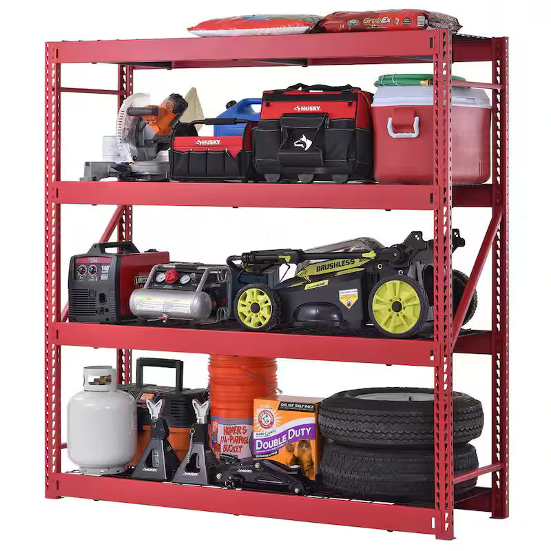 4-Tier Steel Freestanding Shelving Unit in Red C139
