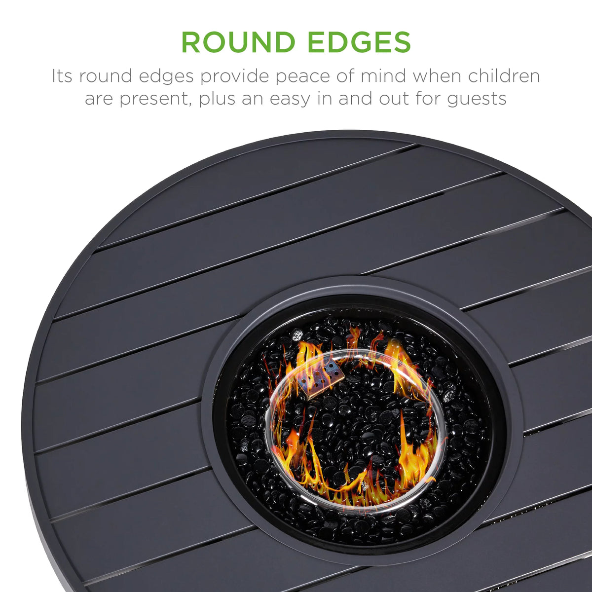 32in Round Gas Fire Pit Table Brown G66107