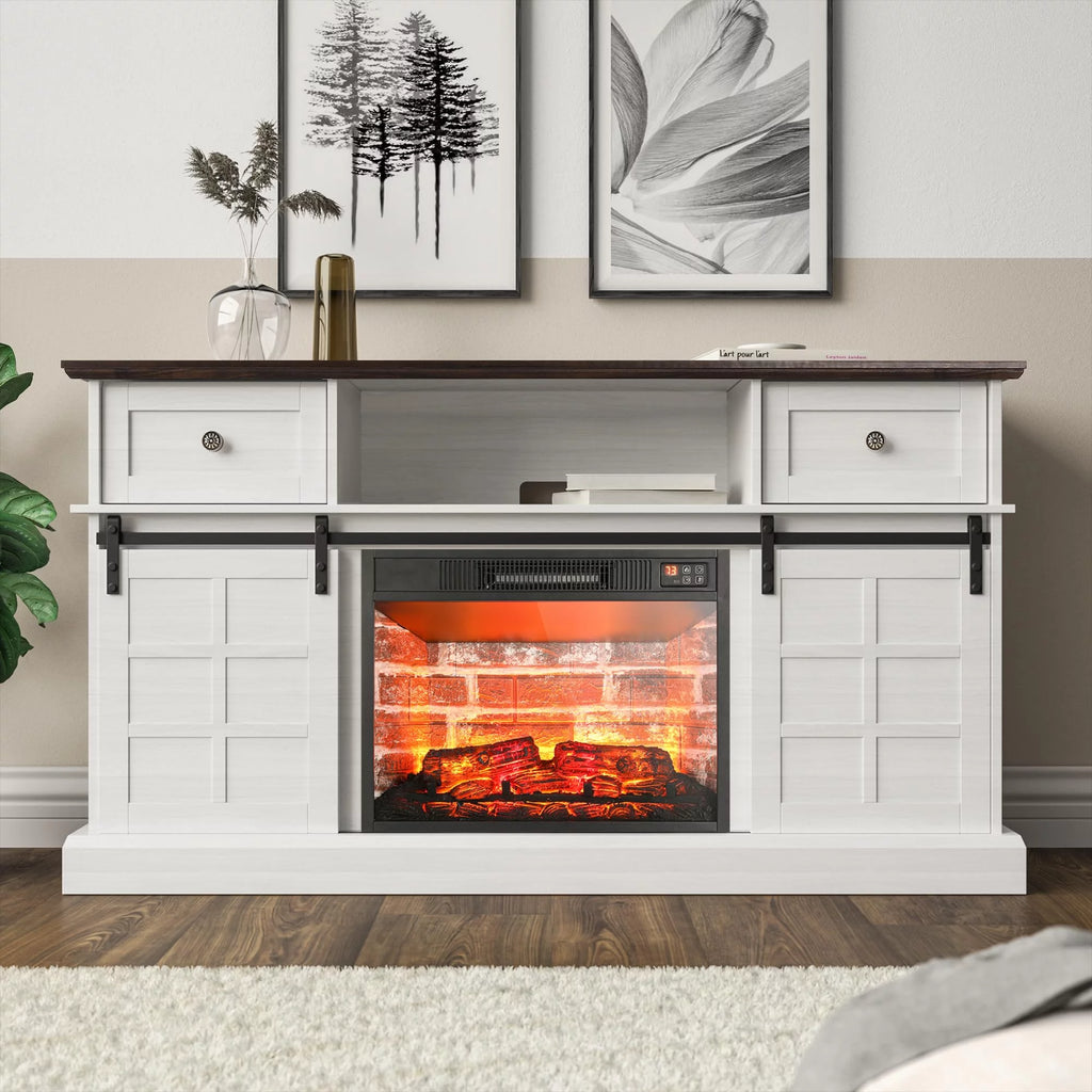 White Modern Farmhouse TV Stand X2150
