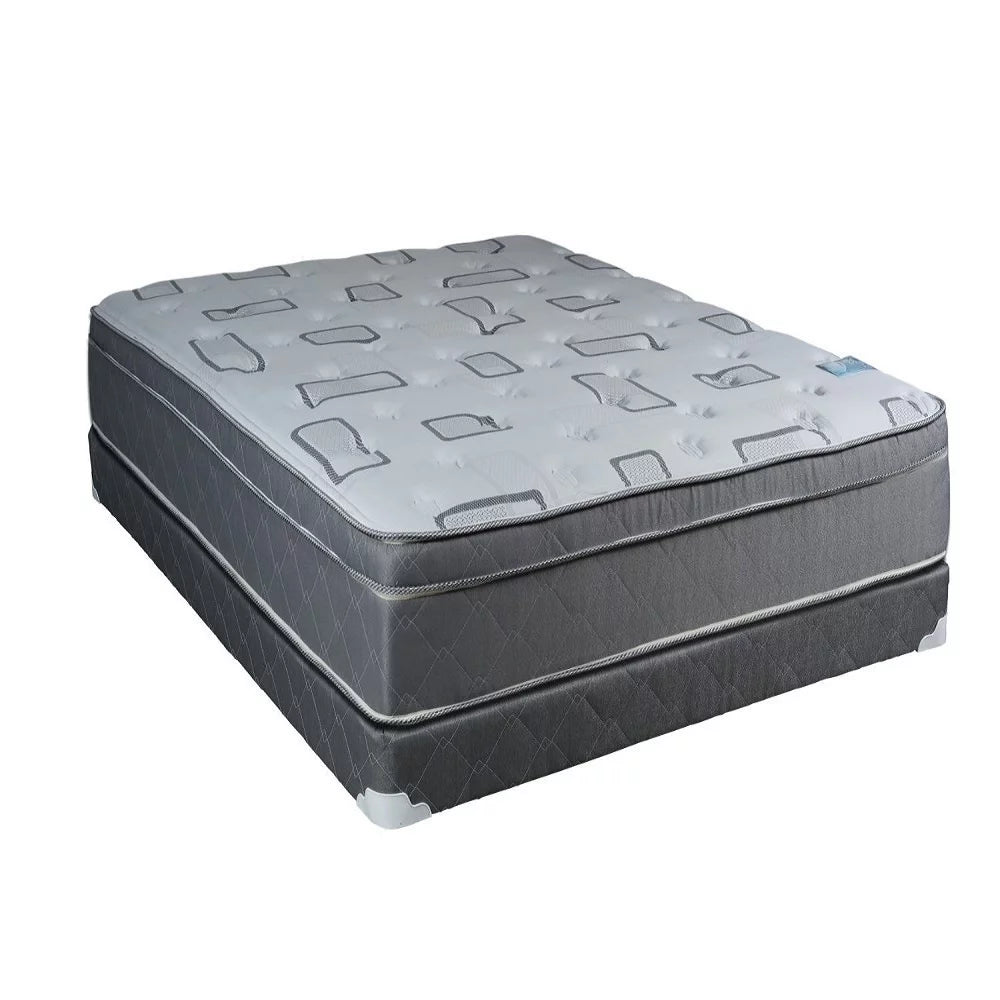 Queen Size Medium Plush PillowTop Mattress Set with Metal Bed Frame F542332