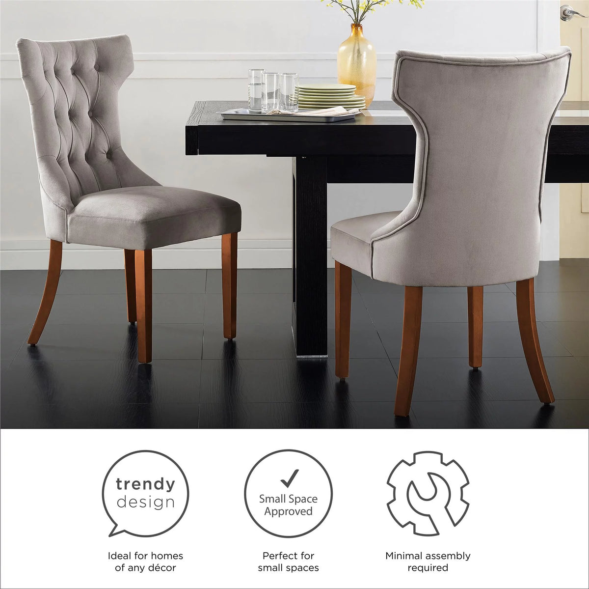 Tufted Dining Chair Set Of 2 Taupe J225138