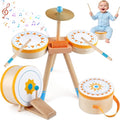 Wooden Kids Drum Kit with Cymbal, Pedal Bass Drum & 2 Drumsticks I482858