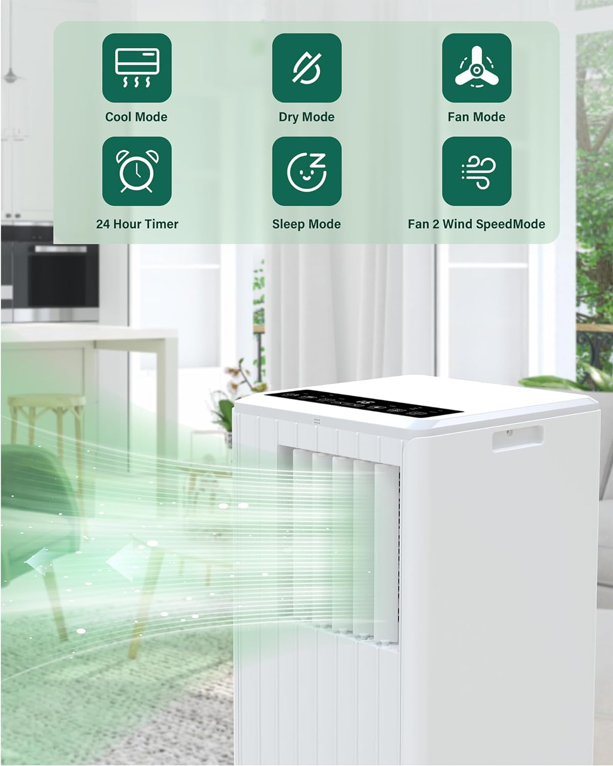 8000 BTU Portable Air Conditioner with Remote Control, White V1420