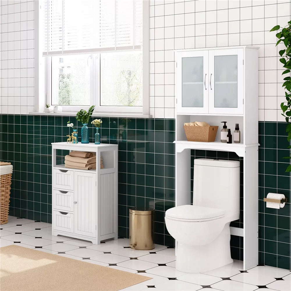 White Wooden 3-Shelf Over the Toilet Storage Cabinet F5144