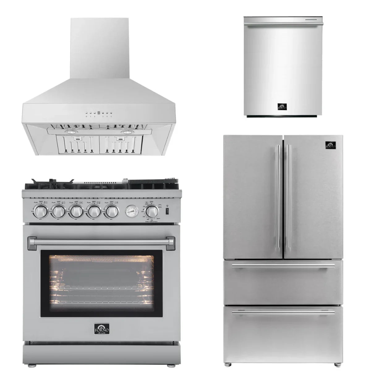 30 Gas Range with Airfryer, Range Hood, 36 Refrigerator, Dishwasher V460357