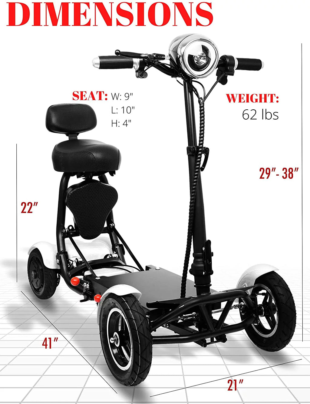 Foldable Lightweight Battery Power Four-Wheel Mobility Scooter L277