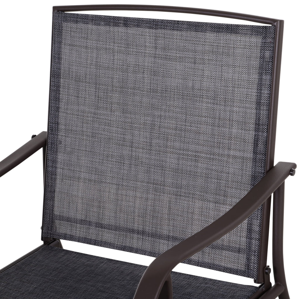 3 Pc Sling Fabric Rocking Glider Chair with Table Set Gray I19708