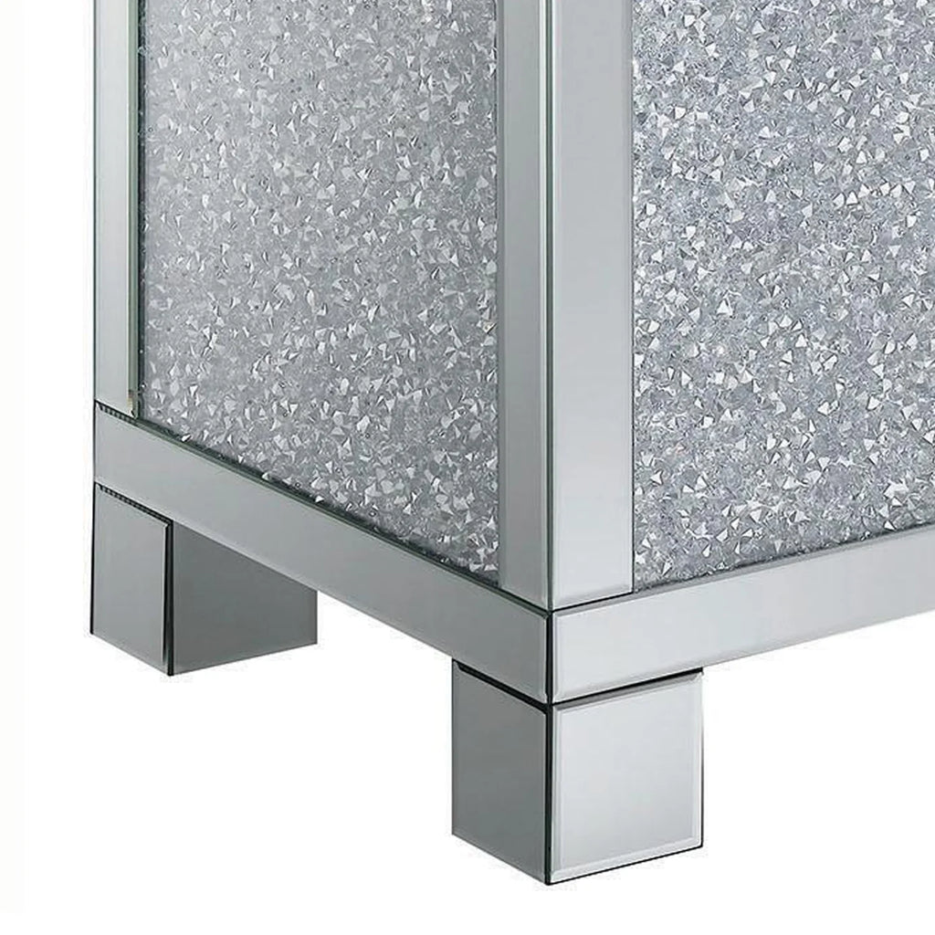 Wooden End Table with Mirrored Panel L355
