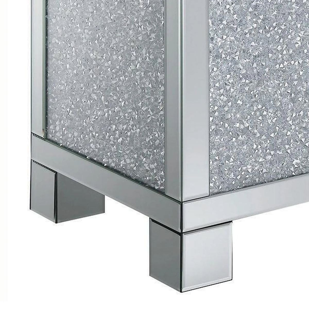 Wooden End Table with Mirrored Panel L355