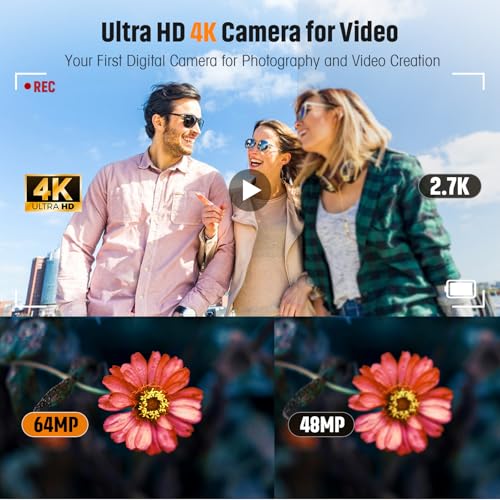 4K 64MP Compact Digital Camera with 16X Zoom D4148