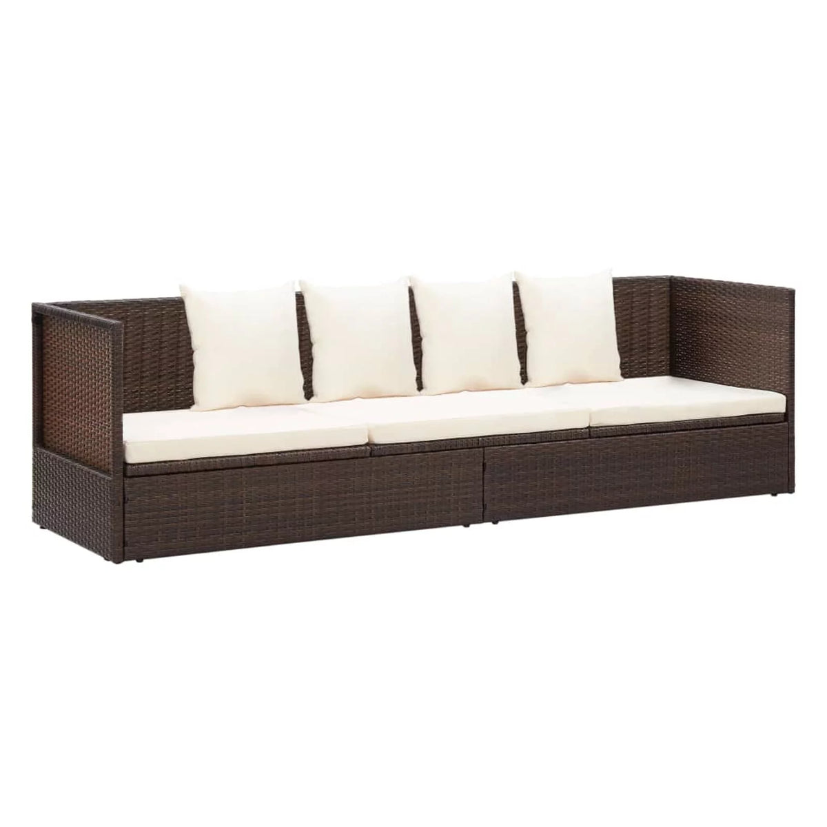 Outdoor Bed with Cushion Pillows Poly Rattan Brown C768