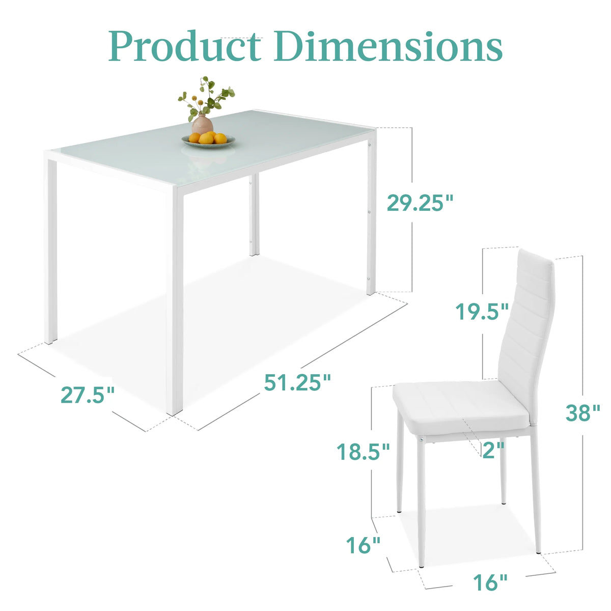 7-Piece Kitchen Dining Table Set with Glass Tabletop 6 Faux Leather Chairs V252963