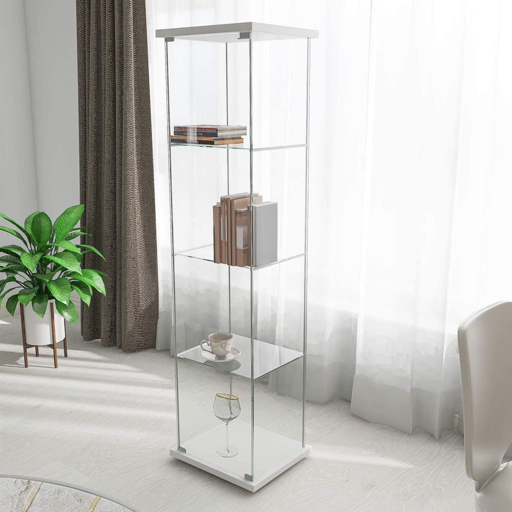 4-Shelf Glass Display Cabinet with Door S5821
