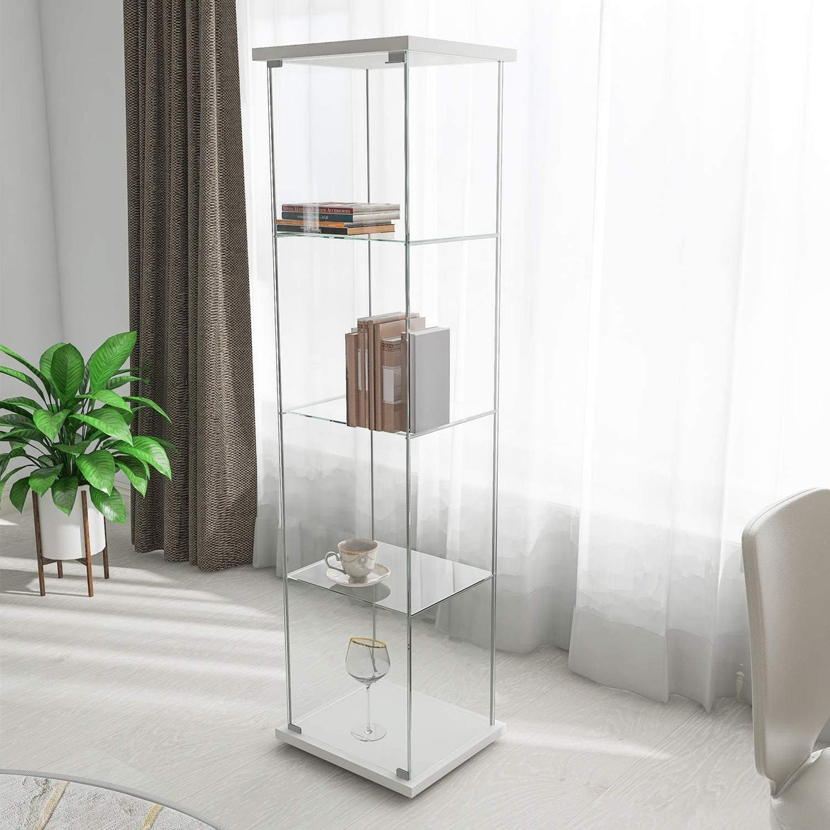 4-Shelf Glass Display Cabinet with Door S5821