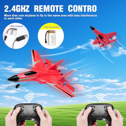 2.4GHz 2 Channel RC Airplane with Gyro Night Lights and 2 Batteries O87587