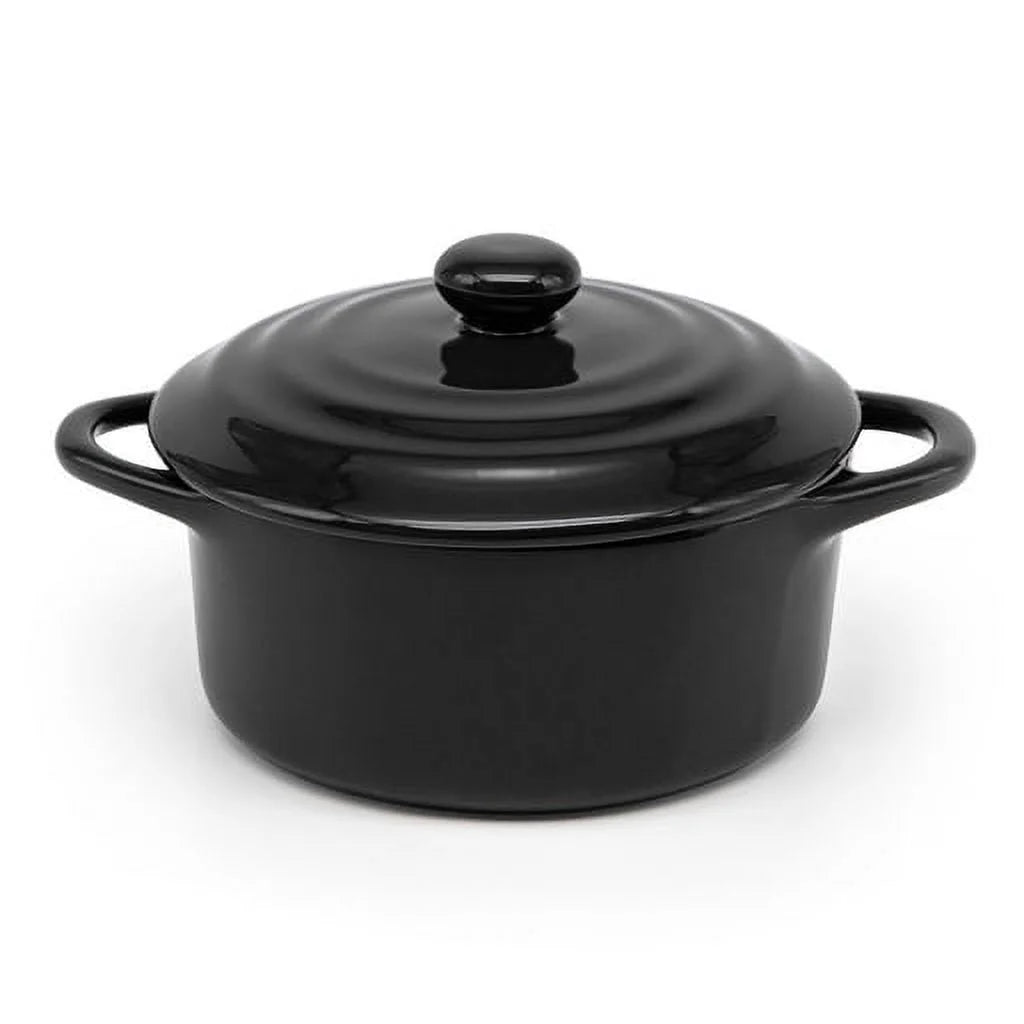 Ceramic Mini Cocotte Set, 12 Oz, Set of 4, Black E578