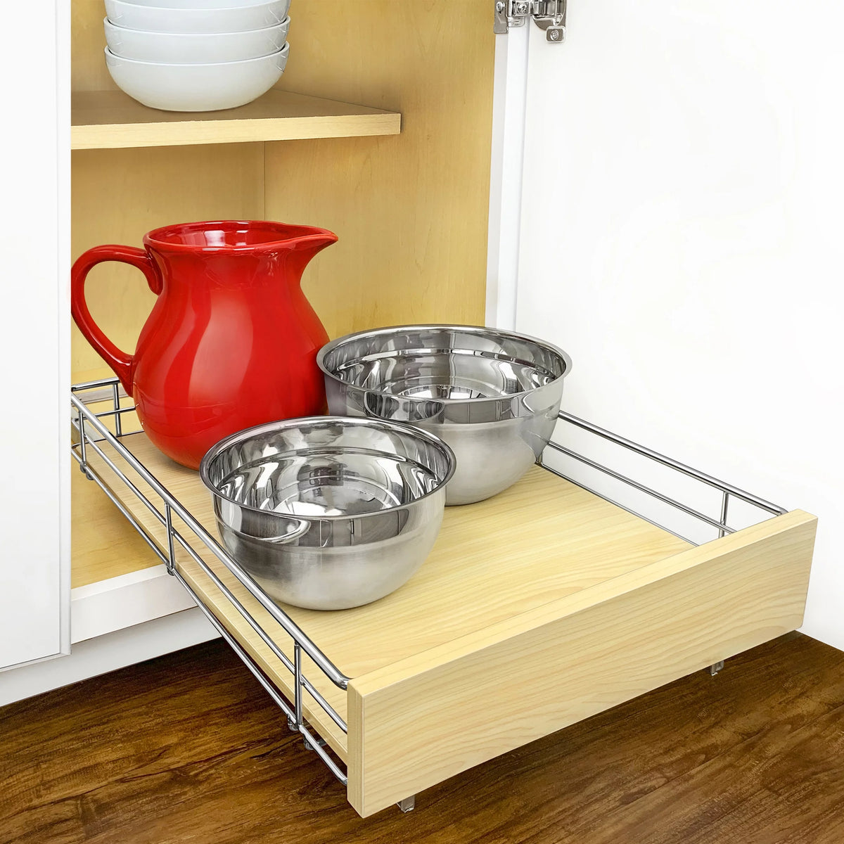 14"W x 21"D Chrome Pull Out Cabinet Organizer Q87982