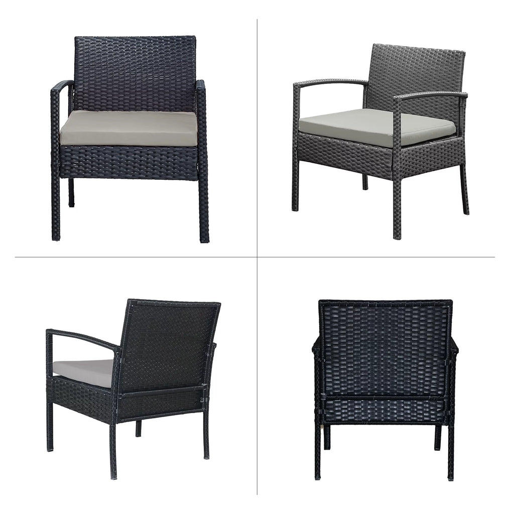 3 Pieces PE Rattan Wicker Chairs and Table Set W937210