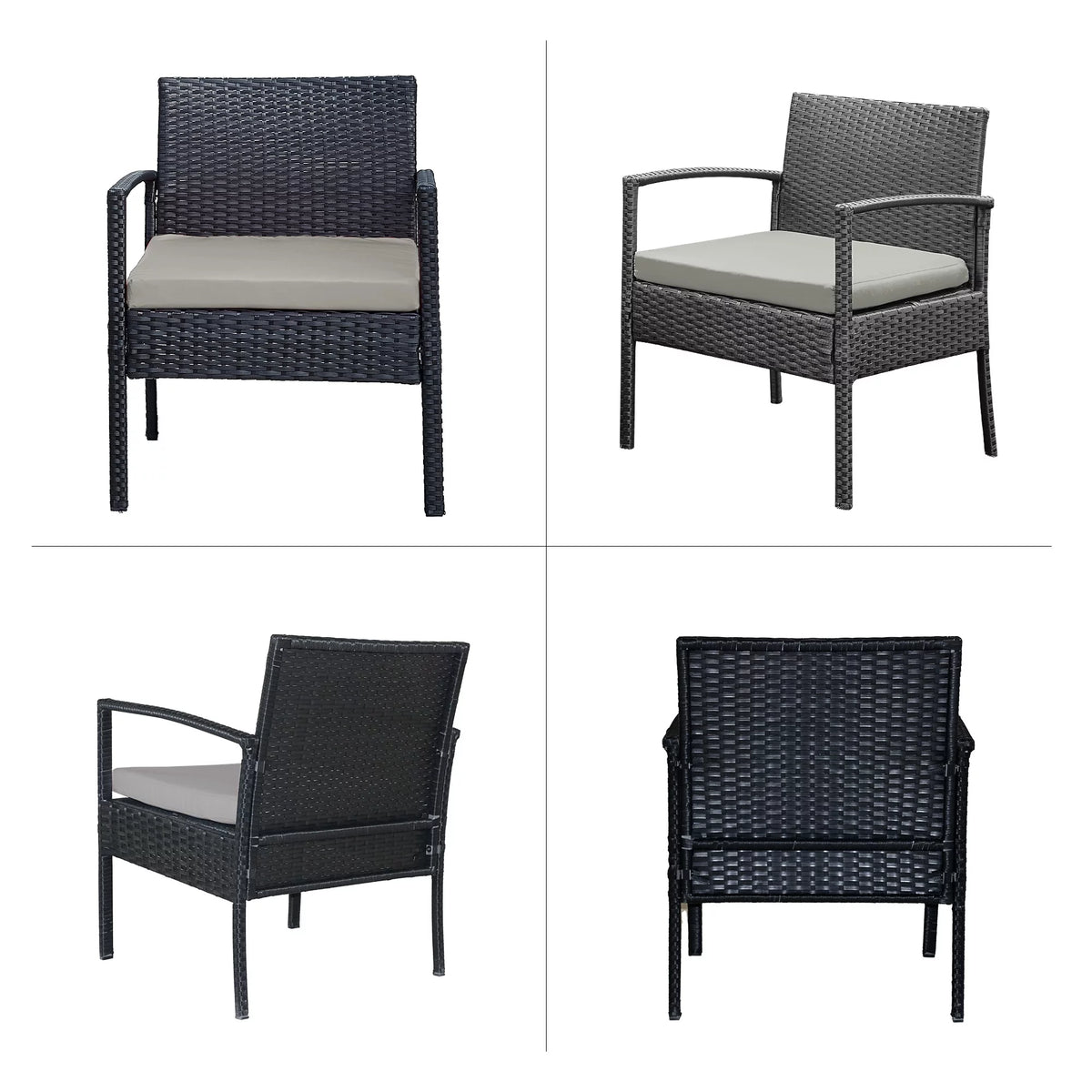 3 Pieces PE Rattan Wicker Chairs and Table Set W937210