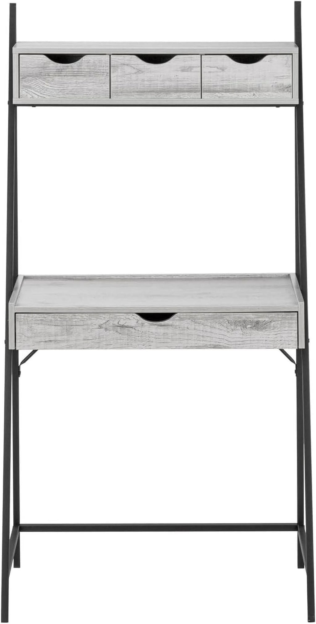 Grey Black Metal Laminate Computer Desk with Storage Drawers T488