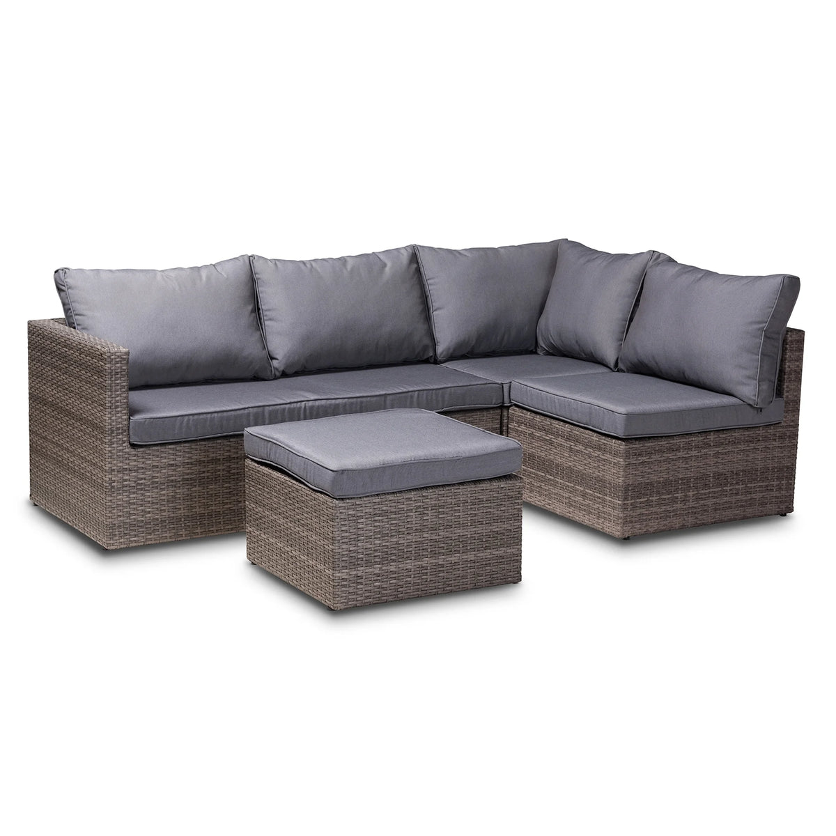 Grey Polyester 4-Piece Woven Rattan Patio Set P997