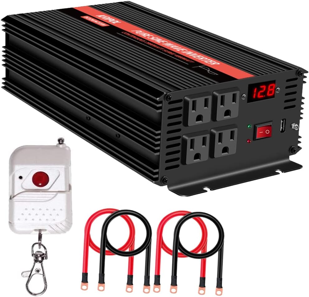 2000 Watt Pure Sine Wave Inverter 12V DC to 110v/120v AC M9248