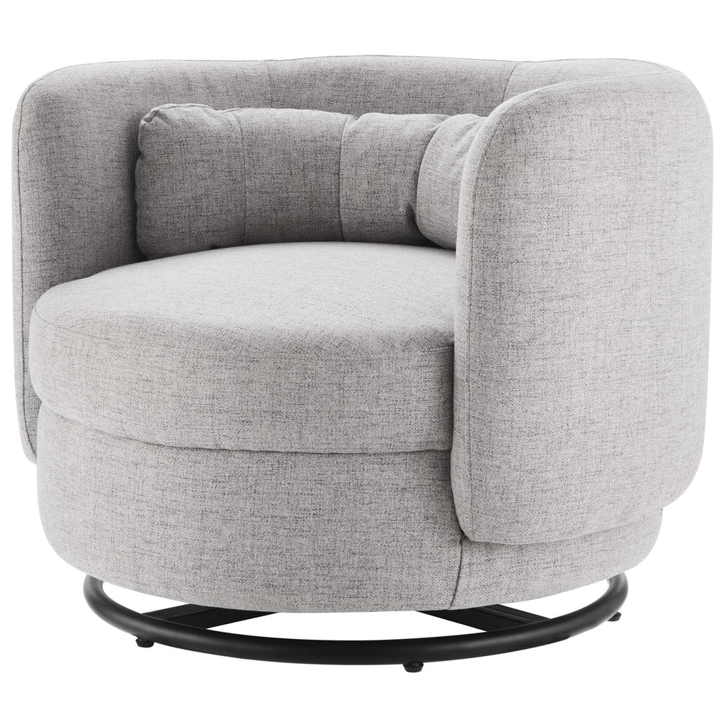 Black Grey Fabric Swivel Accent Chair L164