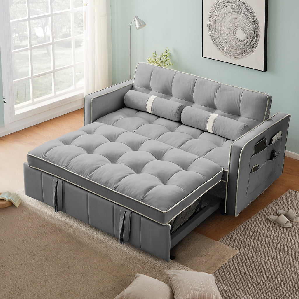 Black Velvet Pull Out Sofa Bed V10600