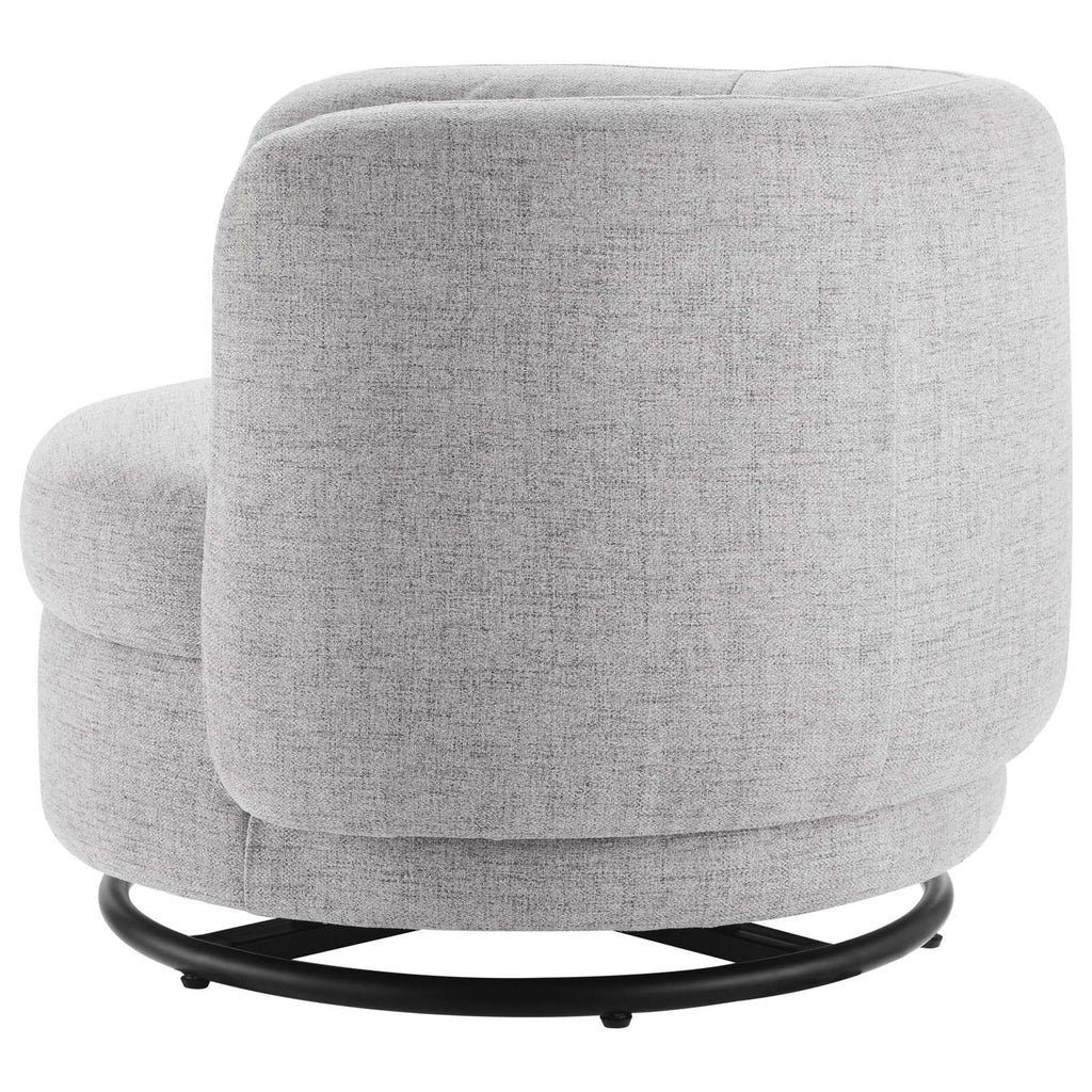 Black Grey Fabric Swivel Accent Chair L164