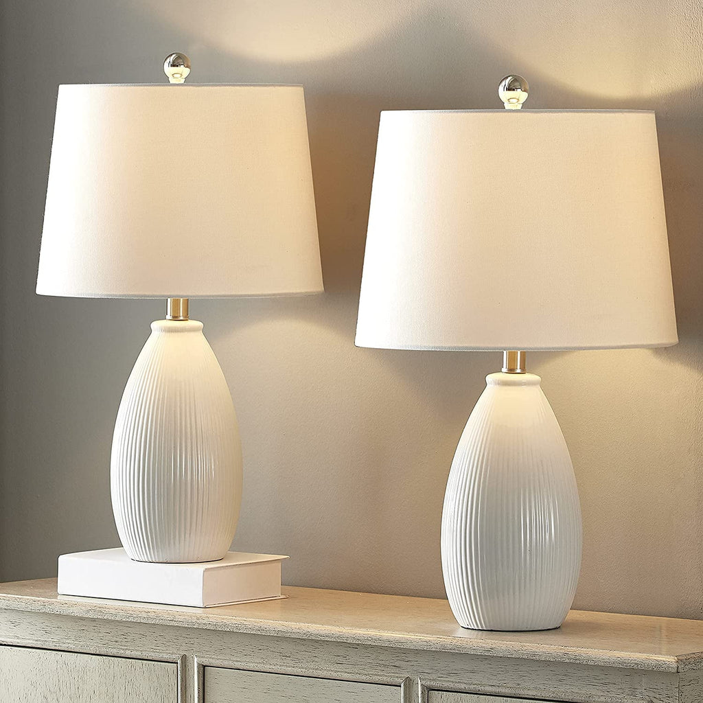 Table Lamps Set of 2 White Ceramic S475
