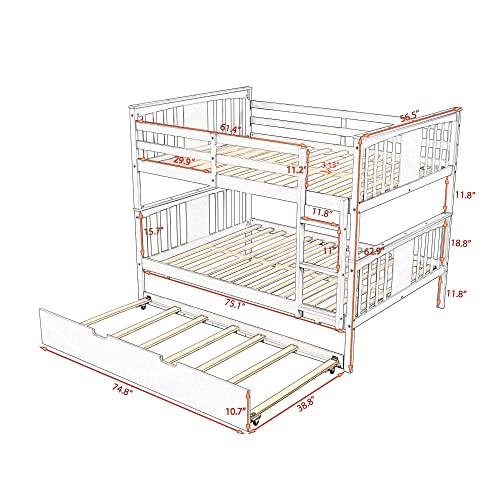 Twin Over Twin Solid Wood Bunk Bed with Stairs Slide Desk Storage Drawers Shelves Gray A670093