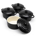 Ceramic Mini Cocotte Set, 12 Oz, Set of 4, Black E578