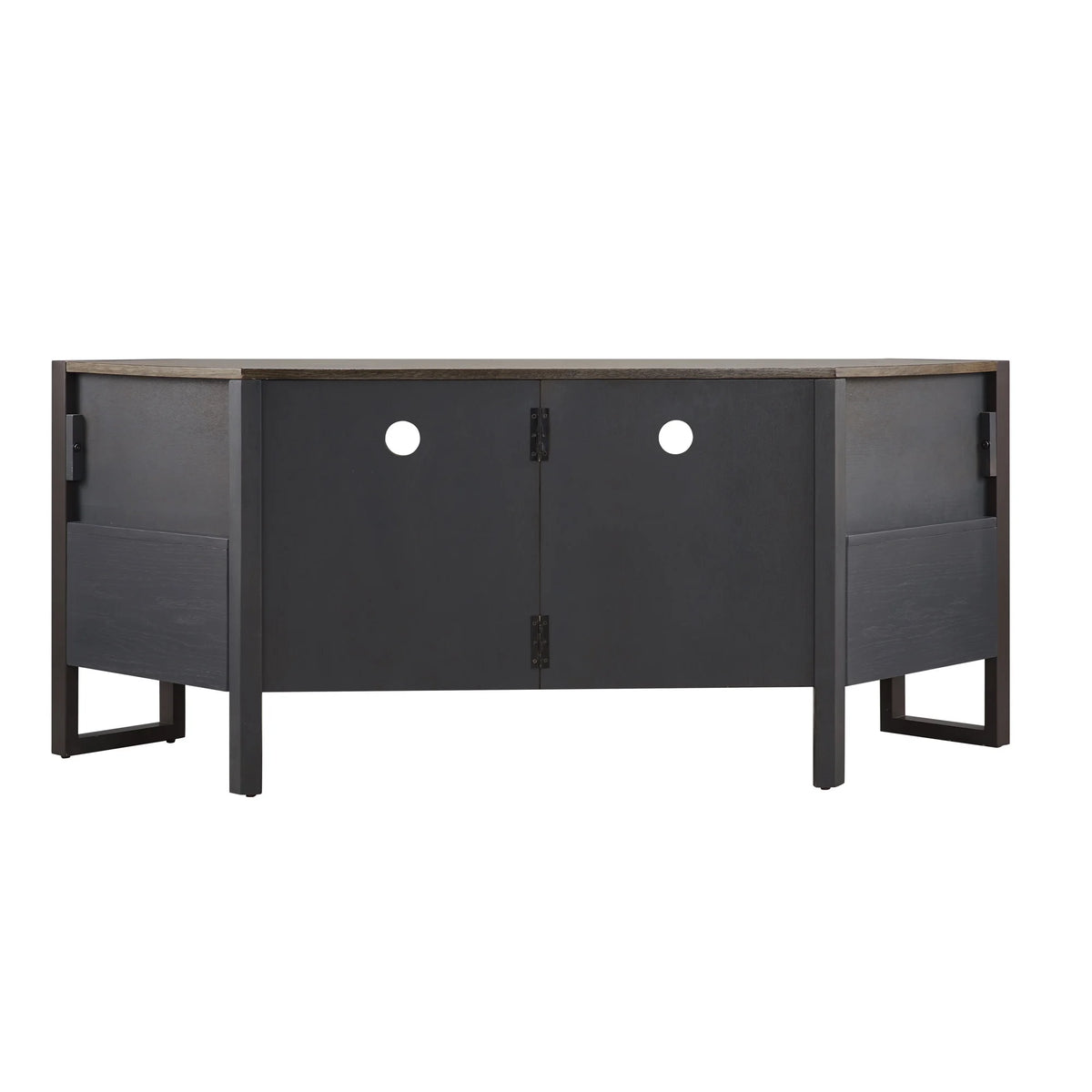 Mixed Metal and Wood Corner TV Stand R1082