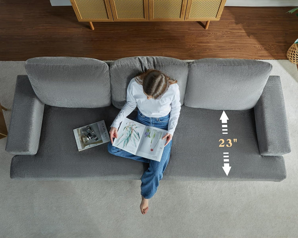 3 Seater Grey Chenille Sofa L725556