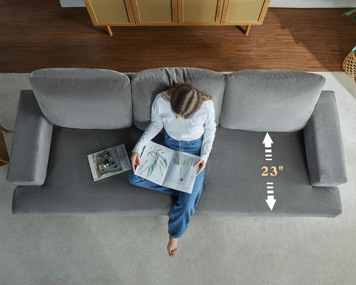 3 Seater Grey Chenille Sofa L725556