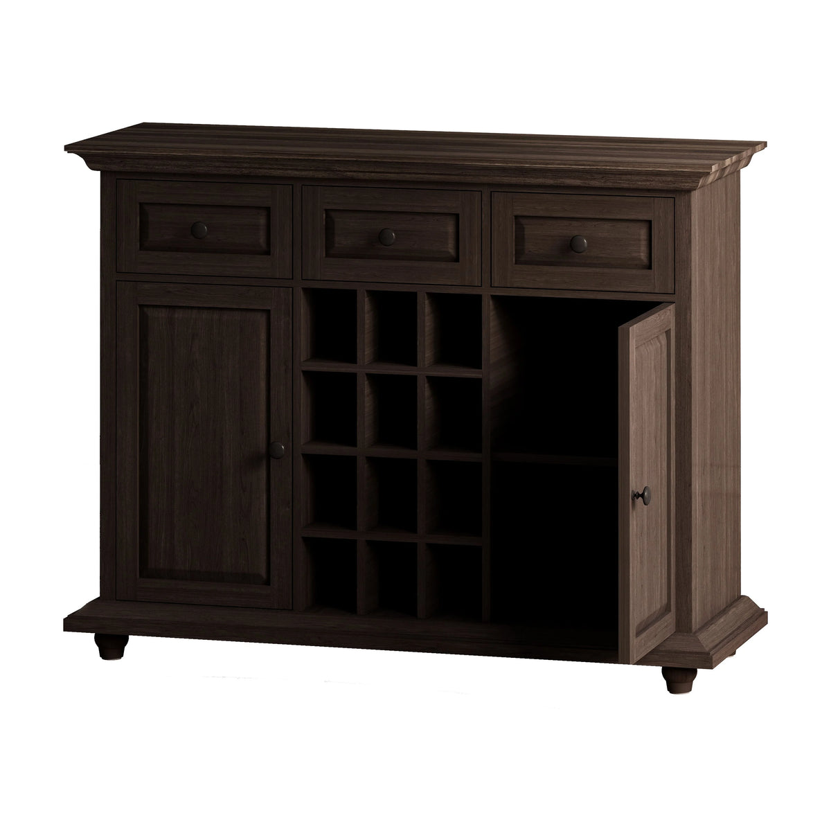 Vintage Style 3-Drawer 2-Door Storage Cabinet with Wine Rack H960746