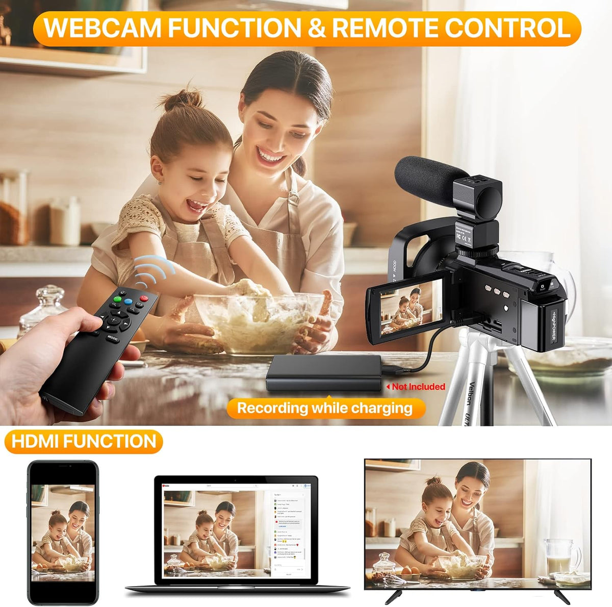 4K UHD Video Camera Camcorder with Microphone J82098