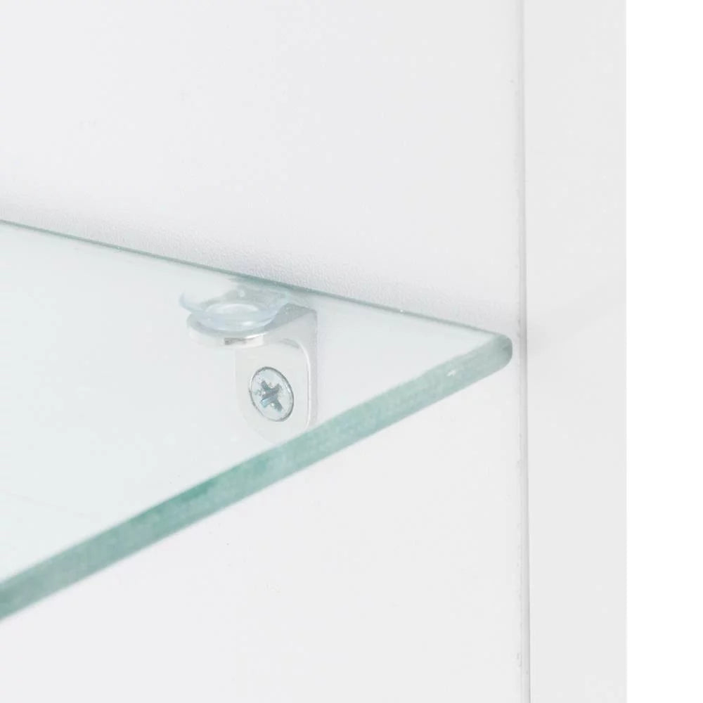 White High Gloss TV Stand with LED Shelf and Drawers D619