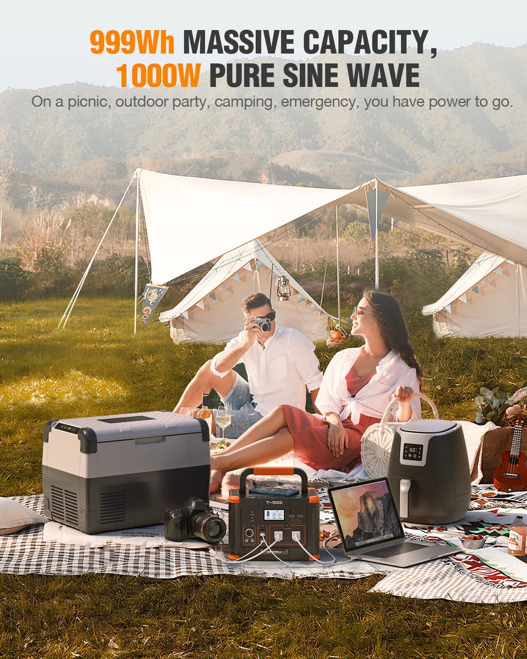 1000W Portable Power Station & 100W Foldable Solar Panel D292