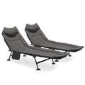 Black Set of 2 Adjustable Reclining Camping Bed with Carry Bag R86718